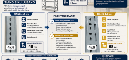Panduan Memilih Tiang Rak Besi Siku Lubang 4×4 cm vs 4×6 cm